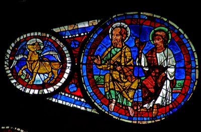 Giudizio Universale: due apostoli e il toro di San Luca da French School