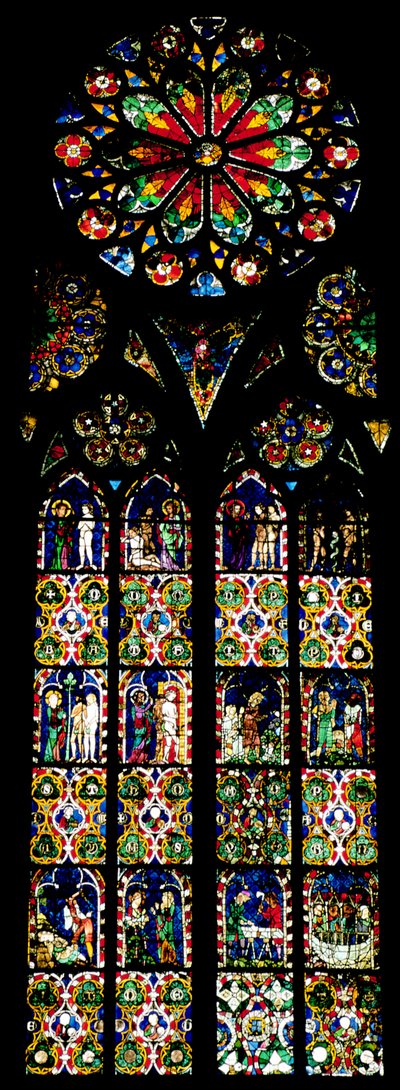 Giudizio Universale e le Opere di Misericordia, dalla navata sud, c.1325 da French School