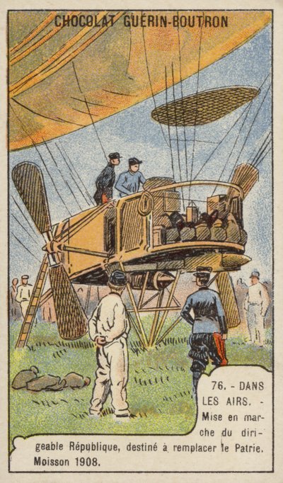 Lancio del dirigibile militare francese La Republique, sostituto del perduto Patrie, Moisson, Francia da French School