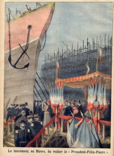 Varo a Le Havre della barca a vela "Presidente Felix-Faure". "Le petit Journal" da French School