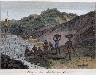 Lavaggio delle sabbie aurifere - "Le Monde en prints ou Géographie des cinq parts du monde" di Chevalier de Roujoux da French School