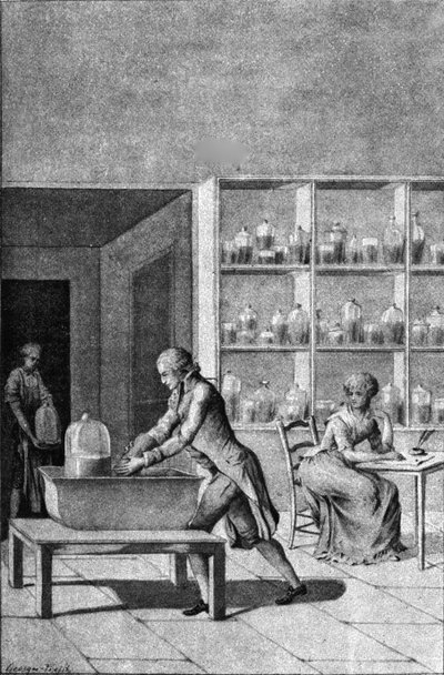 Lavoisier nel suo laboratorio all