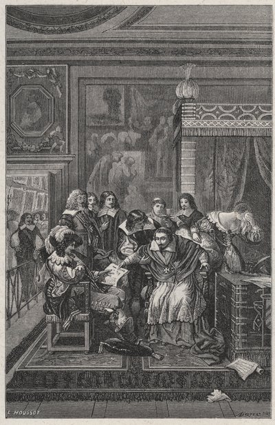 Il Cardinale Richelieu morente - Litografia di Charles Motte in 