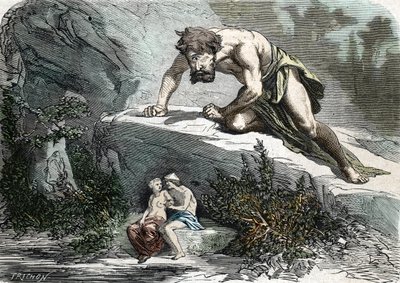 Il Ciclope Polifemo sorprende Galatea e Aci da French School