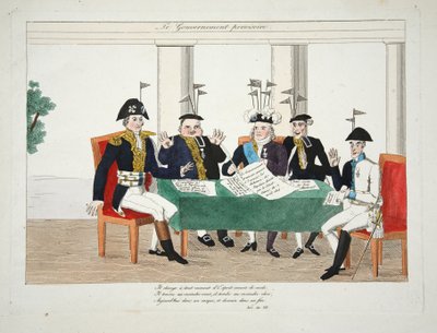 Le Gouvernment Provisoire, pub. 1814 (incisione colorata a mano) da French School