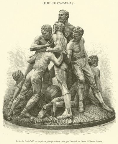 Il Gioco del Calcio, in Inghilterra, gruppo in terracotta da French School