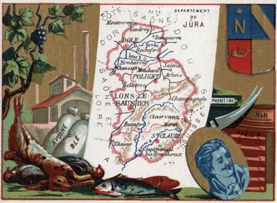Le Jura (39), Franca Contea, Francia. Specialità locali: caccia, avena, grano, pietre fini, vino e carta. Ritratto di Rouget de L