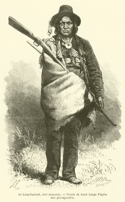Le Loup-Tachete, capo Cheyenne (incisione) da French School