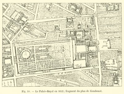 Il Palais-Royal nel 1652; frammento del piano di Gomboust da French School