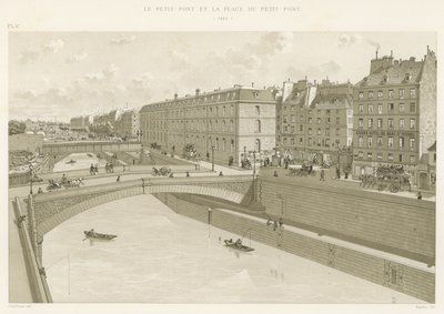 Il Petit-Pont e la Place du Petit-Pont, 1880 da French School