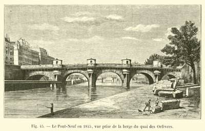 Le Pont-Neuf nel 1845, vista dalla riva del quai des Orfevres da French School