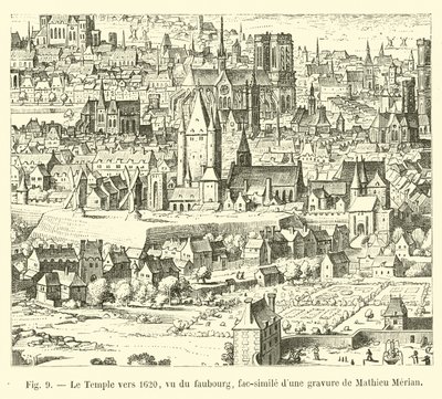 Il Tempio verso il 1620, visto dal sobborgo, fac-simile di un