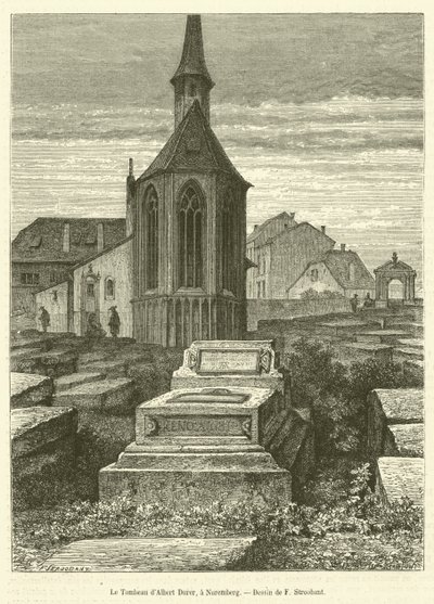La Tomba di Albrecht Dürer, a Norimberga (incisione) da French School