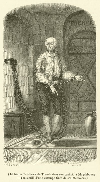 Il barone Frederick de Trenck nella sua cella, a Magdeburgo da French School