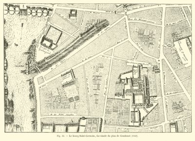 Il borgo Saint-Germain, fac-simile del piano di Gomboust, 1652 da French School