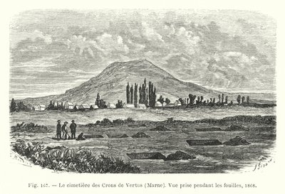 Il cimitero dei Crons di Vertus, Marna, vista presa durante gli scavi da French School