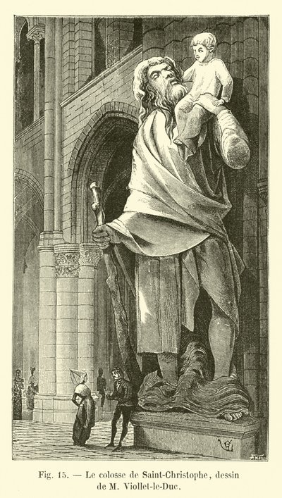 Il colosso di San Cristoforo, disegno di M Viollet-le-Duc da French School