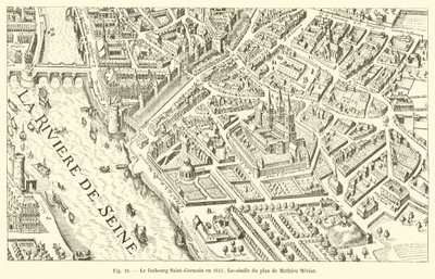 Il sobborgo Saint-Germain nel 1615, fac-simile del piano di Mathieu Merian da French School