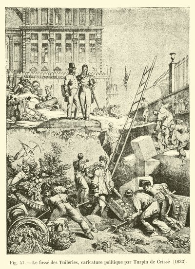 Il fossato delle Tuileries, caricatura politica di Turpin de Crisse, 1833 da French School