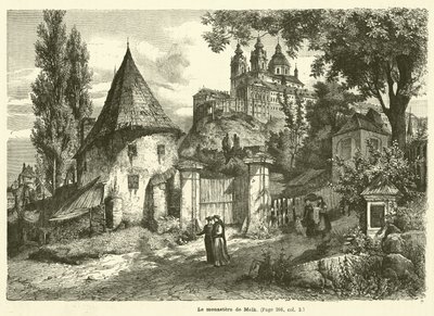 Il monastero di Melk (incisione) da French School