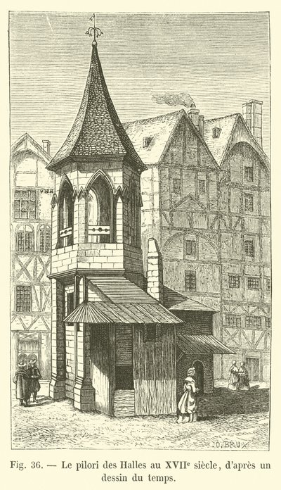Il piloro delle Halles nel XVII secolo, da un disegno dell
