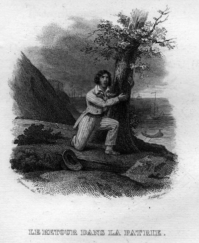 Le retour dans la patrie Chanson de Béranger in "Oeuvres complètes" (1834) di Pierre Jean de Béranger (1780-1857), poeta e cantautore francese da French School