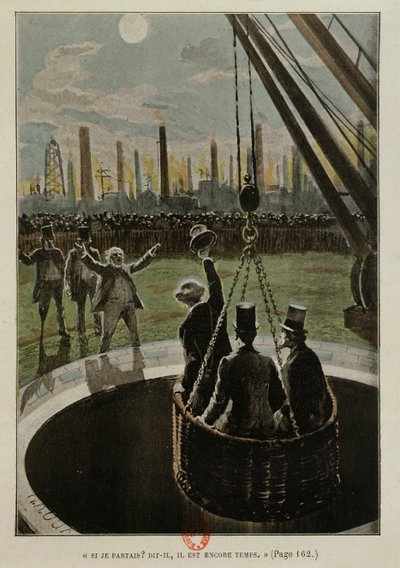 Partenza per la luna, da Dalla Terra alla Luna di Jules Verne (1828-1905) pubblicato nel 1865 da French School