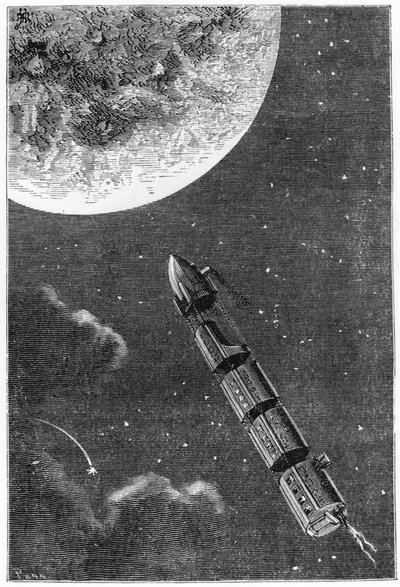 Partenza per la Luna, illustrazione da Dalla Terra alla Luna di Jules Verne, Parigi, Hetzel, pubblicato nel 1865 da French School