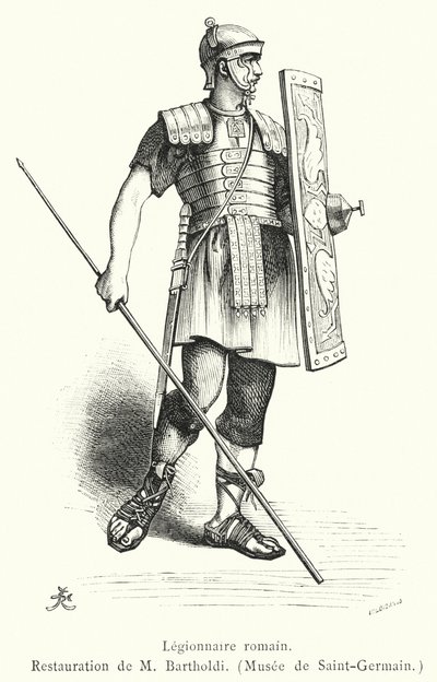Legionario romano (incisione) da French School