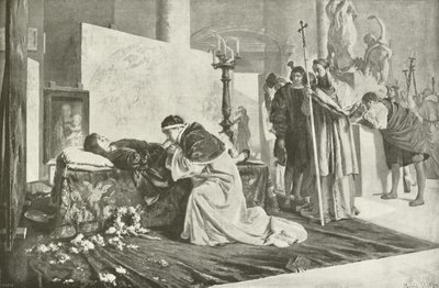 Leone X al catafalco di Raffaello (incisione) da French School