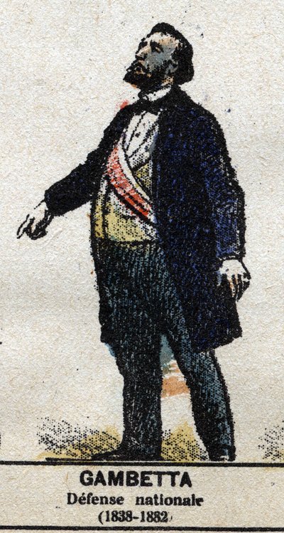 Léon Gambetta (1838-1882), politico francese. In "Galleria dei Re e delle Regine di Francia e personaggi illustri dal 1643 al 1895" Immagine di epinal. da French School