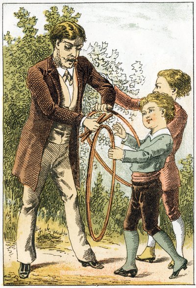 Leon e Lucien impararono bene a leggere e divennero piccoli scienziati - i loro genitori per premiarli comprarono bei cerchi - in “Alphabet des petits savants”, fine XIX secolo (cromolitografia) da French School
