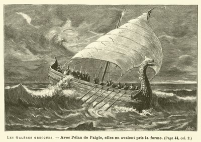 Le Galee Greche (incisione) da French School