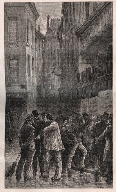 Les Posters - il popolo di Parigi si sveglia e trova avvisi pubblici sui muri che informano del colpo di stato del 2 dicembre 1851 da French School