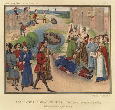 I quattro figli Aimon, omicidio di Renaud de Montauban da French School
