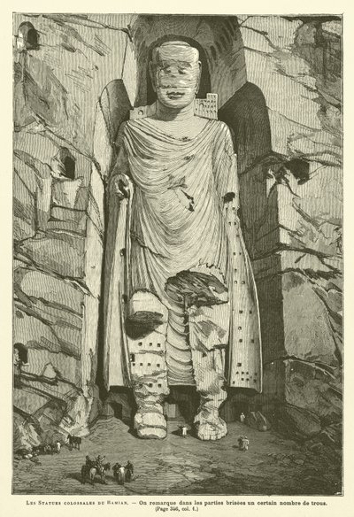 Le Statue Colossali di Bamian (incisione) da French School