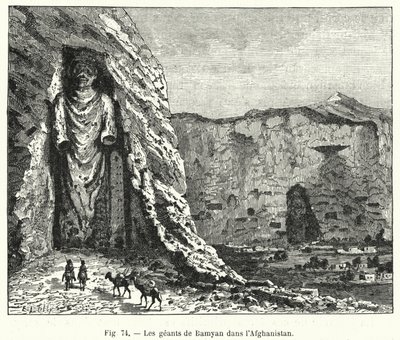 I giganti di Bamiyan in Afghanistan (incisione) da French School