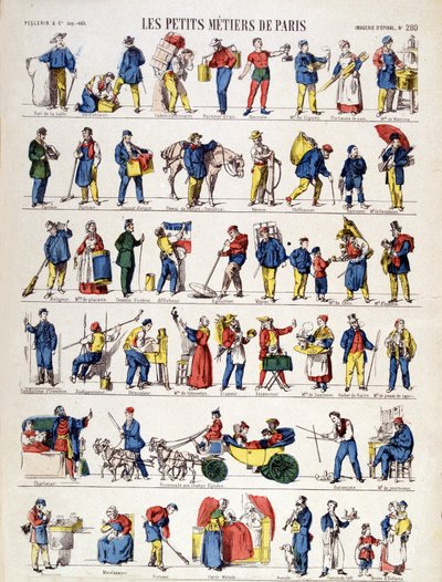 I piccoli mestieri di Parigi, immagine di Epinal del XIX secolo (incisione) da French School