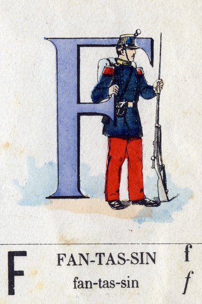 Lettera F come fante. Alfabeto militare. Imagerie d