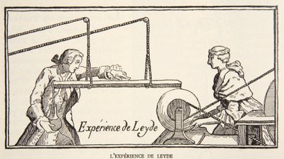 Esperimento di Leyde, copia di Boris Mestchersky, illustrazione da Histoire de la Nation Francaise, Sciences, Volumi I & II, di Gabriel Hanotaux, 1924 da French School