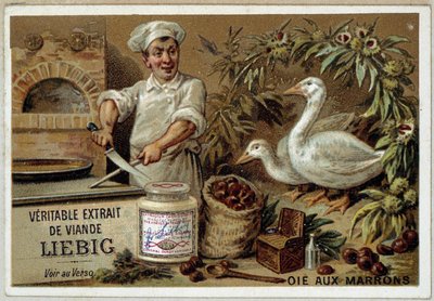 Ricette Liébig: oca con castagne - cromolitografia Liébig da French School