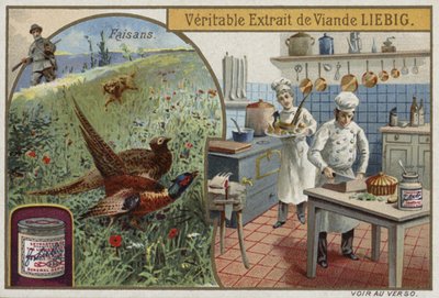 Carta Liebig con fagiani da French School