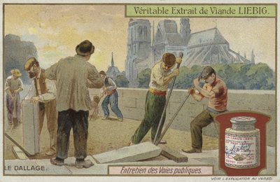 Carta Liebig con manutenzione stradale da French School