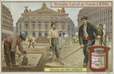 Carta Liebig con manutenzione stradale da French School