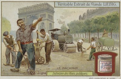 Carta Liebig con manutenzione stradale da French School