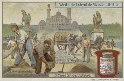 Carta Liebig con manutenzione stradale da French School