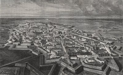 Città di Lille nel Nord della Francia - incisione in 