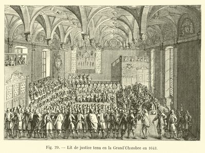 Letto di giustizia tenuto nella Grand-Chambre nel 1643 da French School