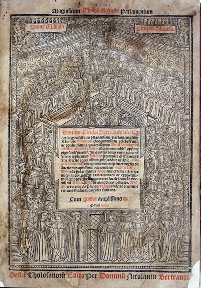 Letto di Giustizia nel Parlamento di Tolosa in "De Tholosanorum Gestis", Nicolas Bertrand, Tolosa da French School