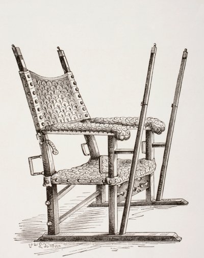 Sedia lettiga usata da Carlo I di Spagna, da Les Arts au Moyen Age, pubblicato nel 1873 da French School